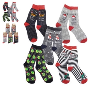 5asst Mens Christmas Socks