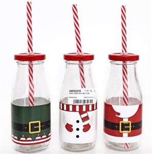 Christmas Milk Bottles 3 Assorted