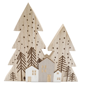 Wooden Trees And Houses 24cm