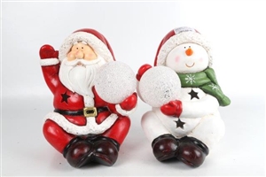 Santa And Snowman LED Decorations 2 Assorted 30cm