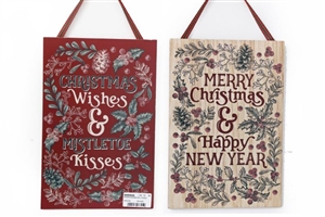 Festive Hanging Wall Plaque 30cm 2 Assorted