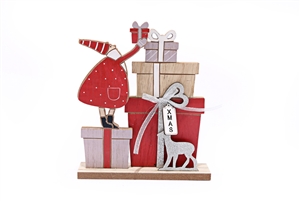 Santa With Presents Wooden Decoration 20cm