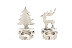 Aluminium  Festive Tealight Holder 2 Assorted