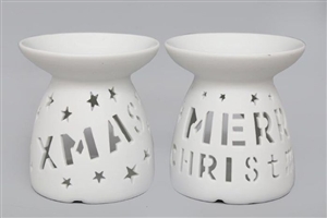 Ceramic Christmas Text Burner 2 Assorted 11cm