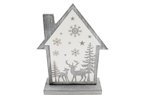 Wooden Silver House Decoration 21cm