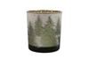 Xmas Forest  Round Frosted Candle Holder 8cm