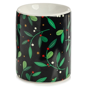 Ceramic Oil Burner / Wax Melter with Mistletoe Design 10cm