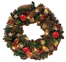 Bauble Wreath With LED Lights 36cm