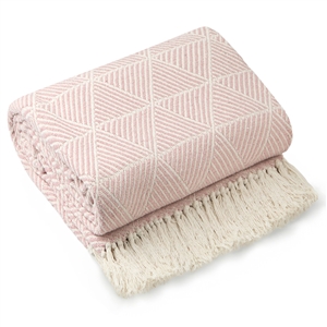 Recycled Cotton Zahra Throw / Picnic Blanket - Blush Pink 152cm
