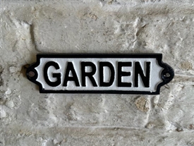 Long Cast Iron Sign - Garden 18cm