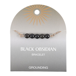 ##Black Obsidian Crystal Beaded Chain Bracelet