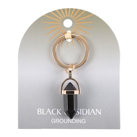 ##Black Obsidian Crystal Keyring