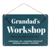 Grandad's Workshop Green Metal Hanging Sign