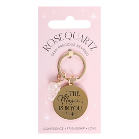 The Magic Is In You' Rose Quartz Crystal Metal Keyring