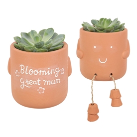 ##Blooming Great Mum Sitting Terracotta Plant Pot Pal