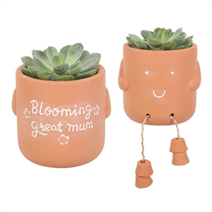 ##Blooming Great Mum Sitting Terracotta Plant Pot Pal