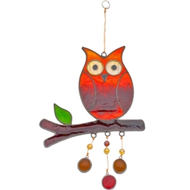 ##Owl on a branch Resin Suncatcher on String