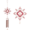 ##Red Abstract with Metal Resin Windchime