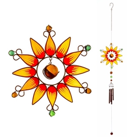 ##Orange Sunflower with Metal Resin Windchime