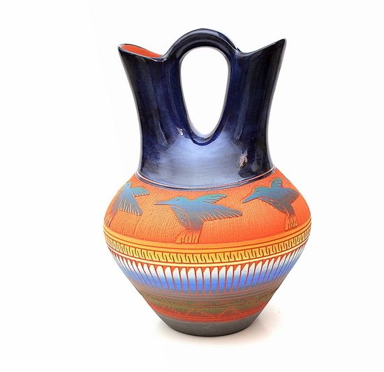 Hummingbird Wedding Vase Genuine Hand Coiled Mata Ortiz Pottery