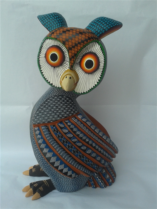 Blue Owl Genuine Oaxacan Wood Carving