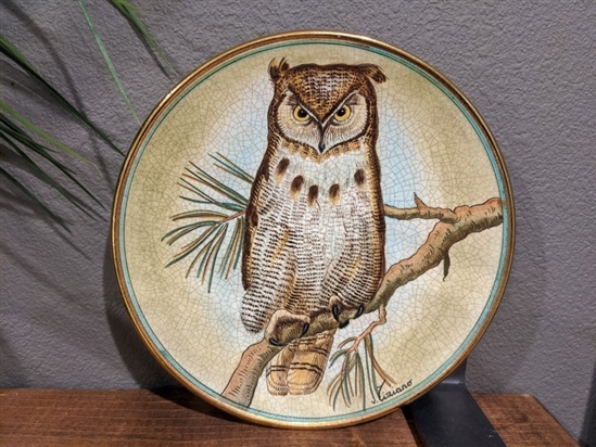 Great Horned Owl Vintage Collector Plate 1972 by Vicente Tiziano from Veneto Flair