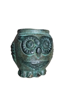 Ceramic Aztec Owl Flower Pot - Green, Owl Gifts, Mexican Pottery, Indoor Outdoor Owl Decorations, Medium Pot