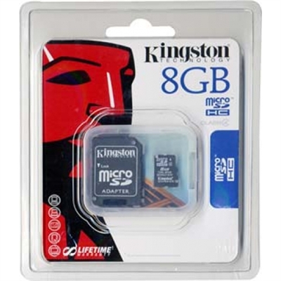 Kingston 8GB Micro SD Card w/Adapter