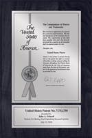 Patent Plaques Custom Wall Hanging Contemporary Patent Plaque - 8" x 12" Silver and Black.