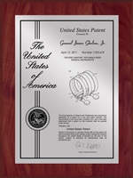 Patent Plaques Custom Wall Hanging Contemporary Patent Plaque - 9" x 12" Silver and Cherry.