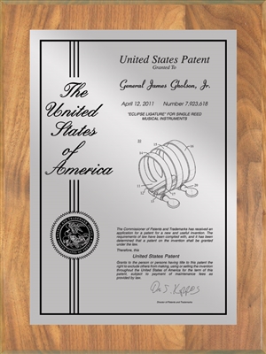 Patent Plaques Custom Wall Hanging Contemporary Patent Plaque - 9" x 12" Silver and Oak.