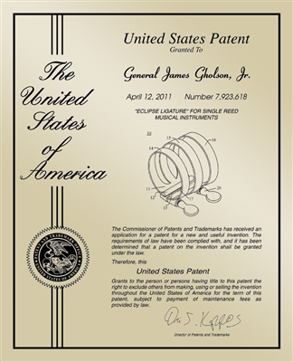 Patent Plaques Custom Wall Hanging Contemporary Metal Patent Presentation Plate - 10" x 13" Gold.