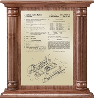 Patent Plaques Custom Wall Hanging Traditional Column Patent Plaque - 12" x 12.5" Gold and Walnut.
