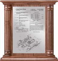 Patent Plaques Custom Wall Hanging Traditional Column Patent Plaque - 12" x 12.5" Silver and Walnut.