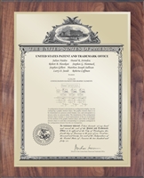 Patent Plaques Custom Wall Hanging Historical Patent Plaque - 10.5" x 13" Gold and Walnut.