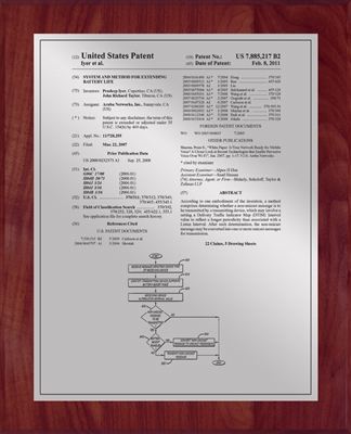 Patent Plaques Custom Wall Hanging Traditional Patent Plaque - 10.5" x 13" Silver and Cherry.