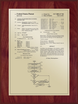 Patent Plaques Custom Wall Hanging Traditional Patent Plaque - 9" x 12" Gold and Cherry.