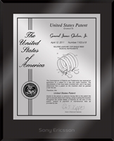 Patent Plaques Custom Wall Hanging Ultramodern Contemporary Patent Plaque - 10.5" x 13" Silver and Black Acrylic.