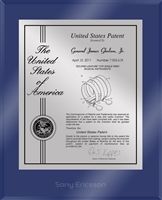 Patent Plaques Custom Wall Hanging Ultramodern Contemporary Patent Plaque - 10.5" x 13" Silver and Blue Acrylic.