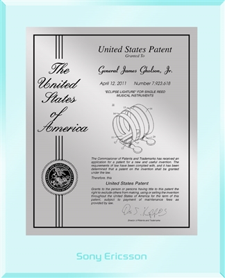 Patent Plaques Custom Wall Hanging Ultramodern Contemporary Patent Plaque - 10.5" x 13" Silver and Clear Acrylic.