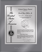 Patent Plaques Custom Wall Hanging Ultramodern Contemporary Patent Plaque - 10.5" x 13" Silver and Translucent Grey Acrylic.