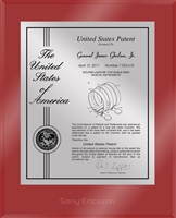 Patent Plaques Custom Wall Hanging Ultramodern Contemporary Patent Plaque - 10.5" x 13" Silver and Red Acrylic.
