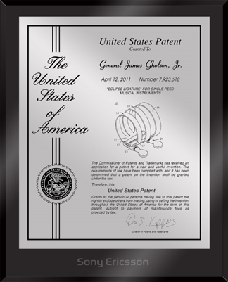 Patent Plaques Custom Wall Hanging Ultramodern Contemporary Patent Plaque - 8" x 10" Silver and Black Acrylic.