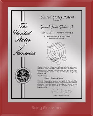Patent Plaques Custom Wall Hanging Ultramodern Contemporary Patent Plaque - 8" x 10" Silver and Red Acrylic.