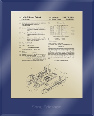 Patent Plaques Custom Wall Hanging Ultramodern Traditional Patent Plaque - 10.5" x 13" Gold and Blue Acrylic.