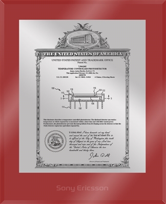 Patent Plaques Custom Wall Hanging Ultramodern Vintage Patent Plaque - 10.5" x 13" Silver and Red Acrylic.