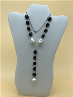 Sterling Silver Freshwater Pearl & Black Spinel Necklace