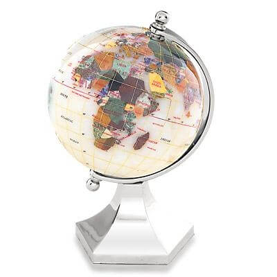 4-inch Opal Gemstone Globe - Silver Contempo Stand