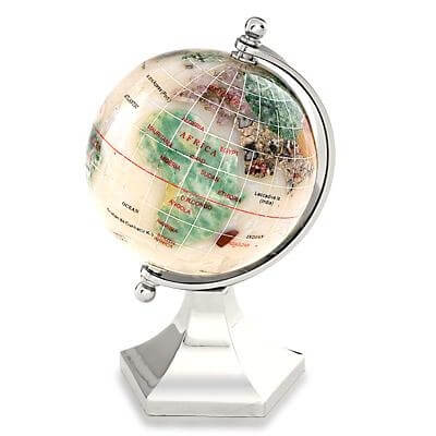 3-inch Opal Gemstone Globe - Silver Contempo Stand