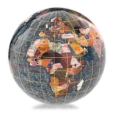 4-inch Black Opal Gemstone Globe Paperweight